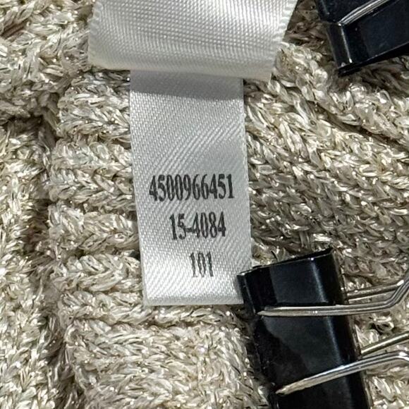 WHBM Cardigan 3/4 Sleeve Cable Knit Old Money Preppy Academia Metallic Medium - Picture 5 of 8